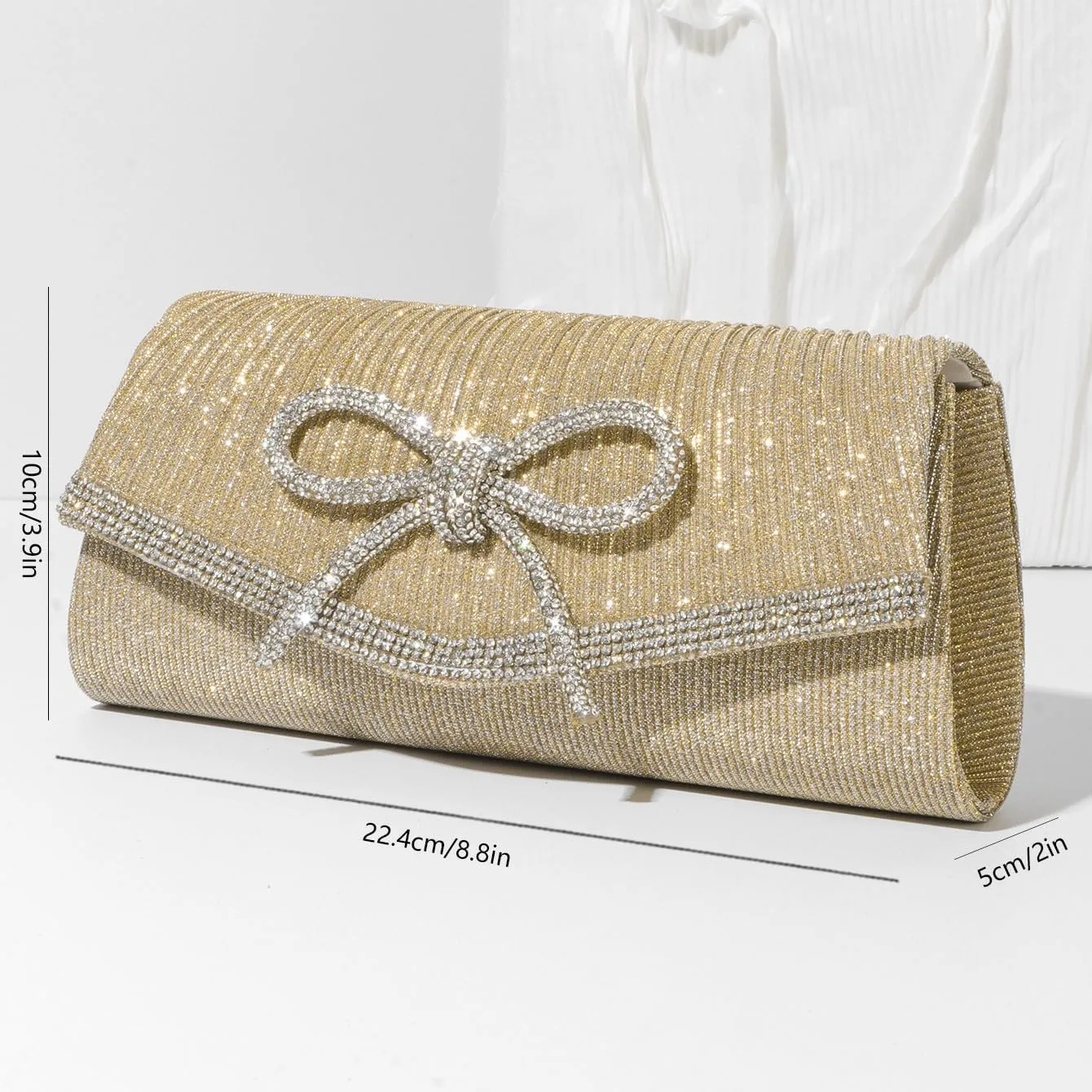Bow Evening Bag Sparkly Clutch Purses for Women Wedding Glitter Rhinestone Party Prom Purse Dressy Clutch Bags
