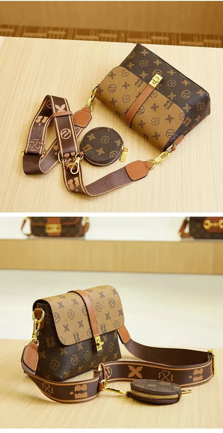 Brand New High end Luxury Women's Bag Fashionable Small Square Bag Spliced Printed One Shoulder Crossbody Bag
