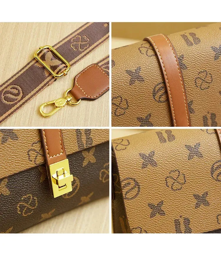 Brand New High end Luxury Women's Bag Fashionable Small Square Bag Spliced Printed One Shoulder Crossbody Bag