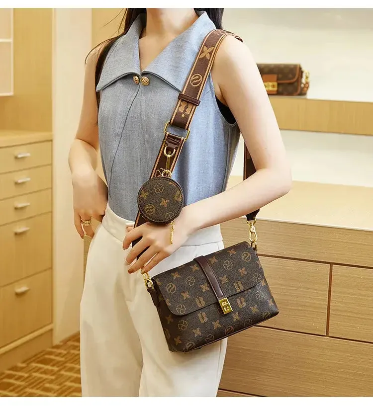 Brand New High end Luxury Women's Bag Fashionable Small Square Bag Spliced Printed One Shoulder Crossbody Bag