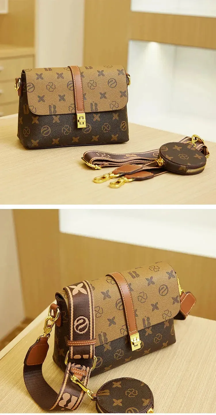 Brand New High end Luxury Women's Bag Fashionable Small Square Bag Spliced Printed One Shoulder Crossbody Bag