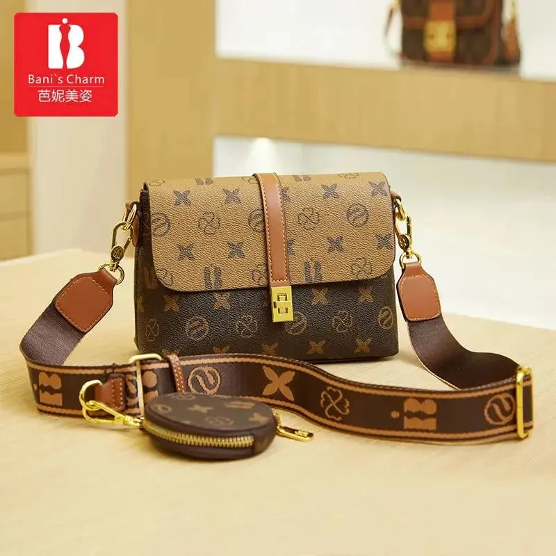 Brand New High end Luxury Women's Bag Fashionable Small Square Bag Spliced Printed One Shoulder Crossbody Bag