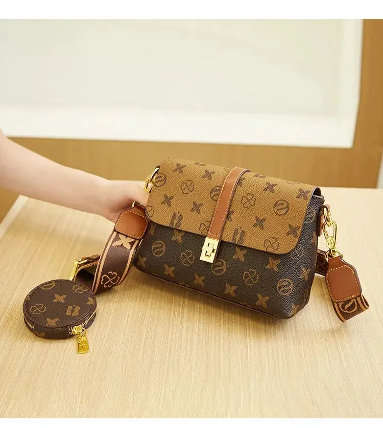 Brand New High end Luxury Women's Bag Fashionable Small Square Bag Spliced Printed One Shoulder Crossbody Bag