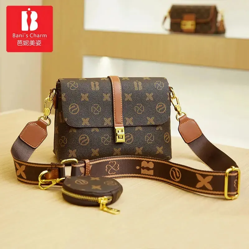 Brand New High end Luxury Women's Bag Fashionable Small Square Bag Spliced Printed One Shoulder Crossbody Bag