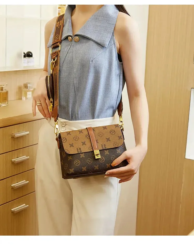 Brand New High end Luxury Women's Bag Fashionable Small Square Bag Spliced Printed One Shoulder Crossbody Bag