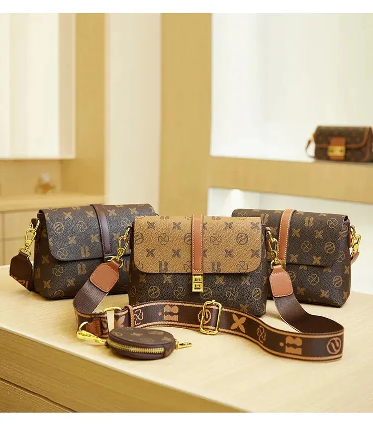 Brand New High end Luxury Women's Bag Fashionable Small Square Bag Spliced Printed One Shoulder Crossbody Bag