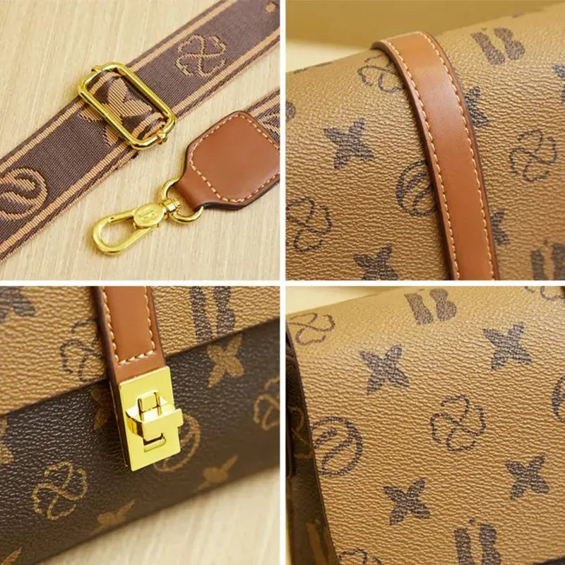 Brand New High end Luxury Women's Bag Fashionable Small Square Bag Spliced Printed One Shoulder Crossbody Bag