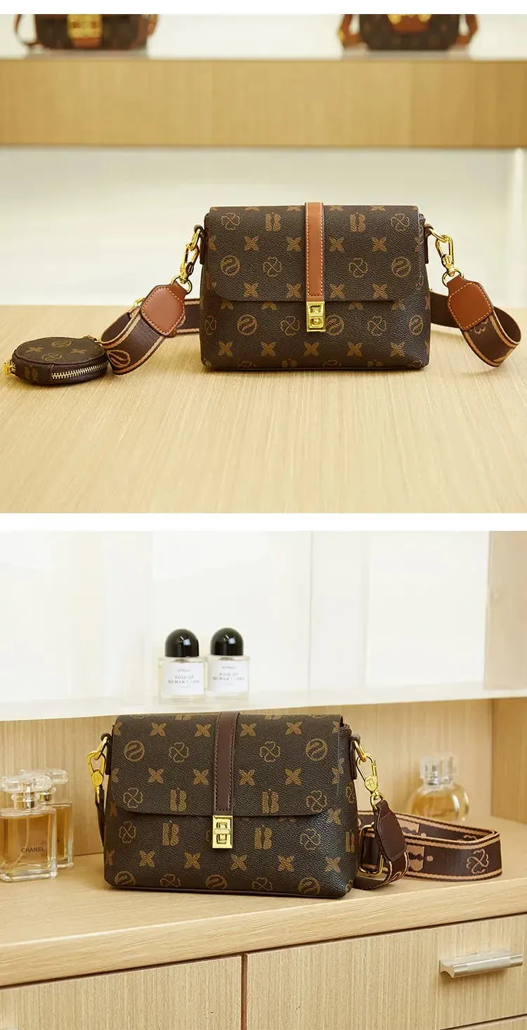 Brand New High end Luxury Women's Bag Fashionable Small Square Bag Spliced Printed One Shoulder Crossbody Bag