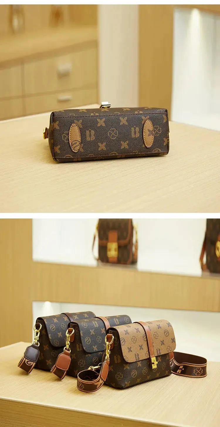 Brand New High end Luxury Women's Bag Fashionable Small Square Bag Spliced Printed One Shoulder Crossbody Bag
