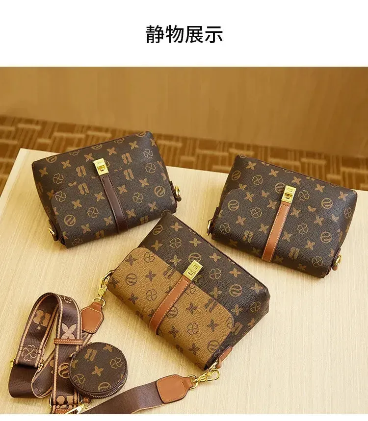 Brand New High end Luxury Women's Bag Fashionable Small Square Bag Spliced Printed One Shoulder Crossbody Bag