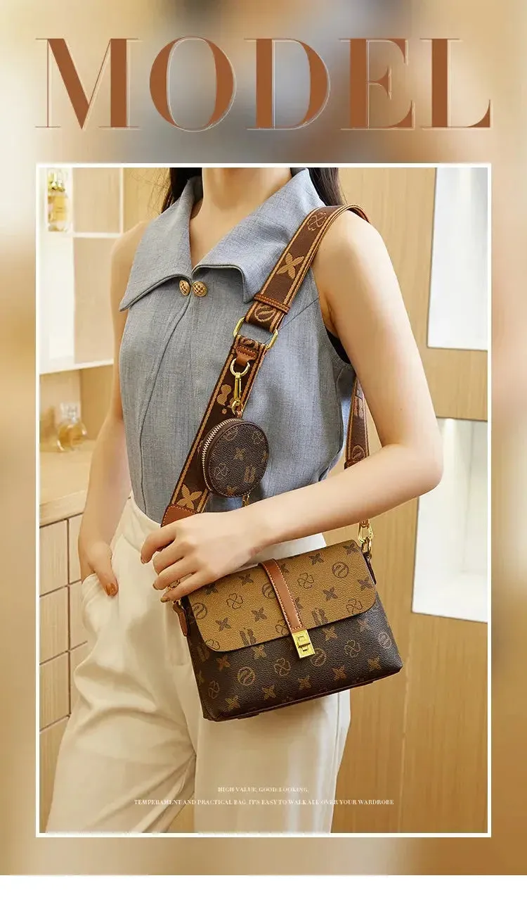 Brand New High end Luxury Women's Bag Fashionable Small Square Bag Spliced Printed One Shoulder Crossbody Bag