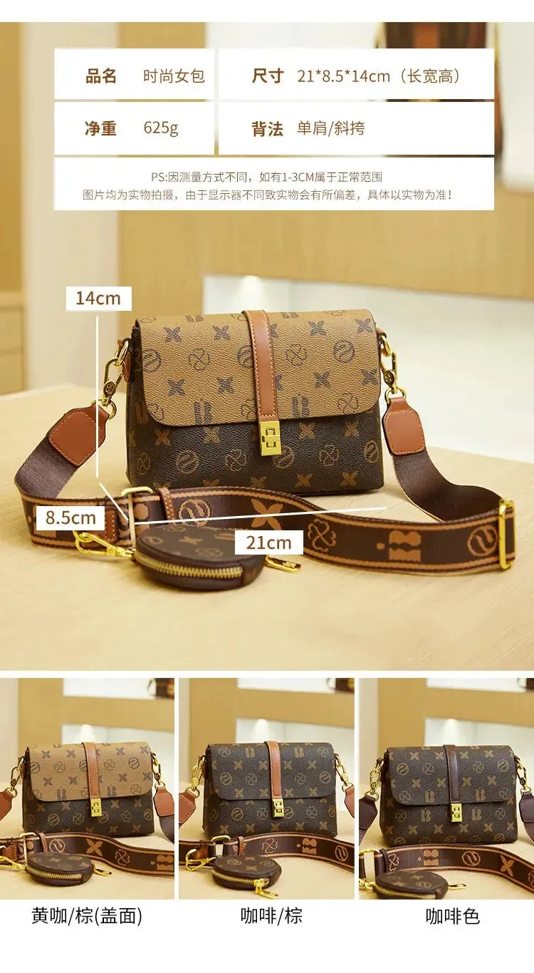 Brand New High end Luxury Women's Bag Fashionable Small Square Bag Spliced Printed One Shoulder Crossbody Bag