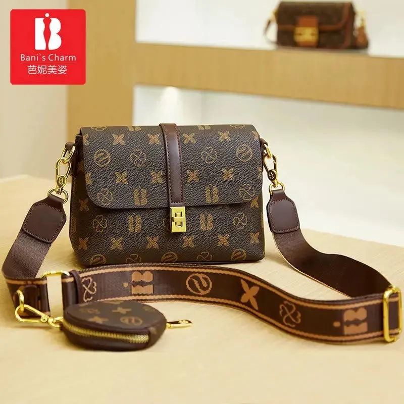 Brand New High end Luxury Women's Bag Fashionable Small Square Bag Spliced Printed One Shoulder Crossbody Bag