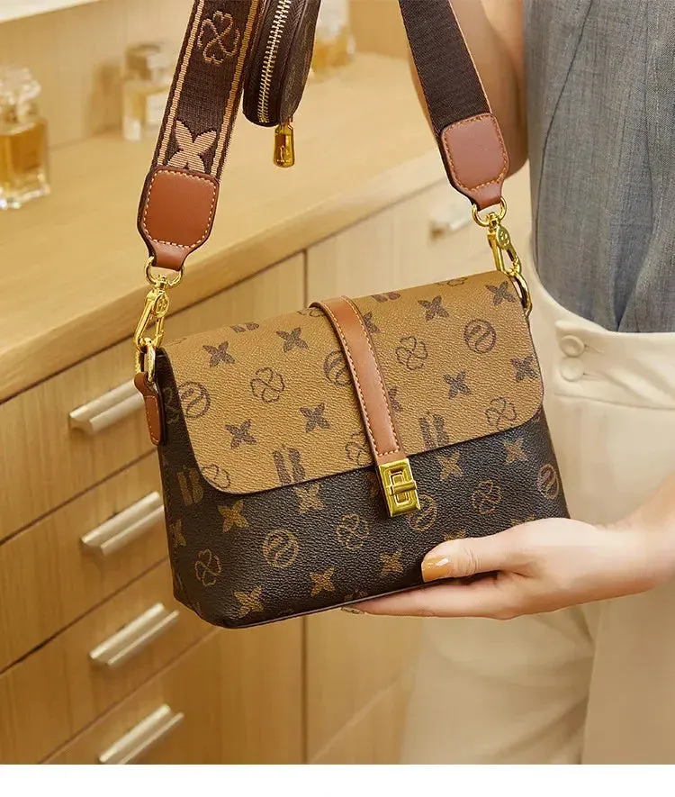 Brand New High end Luxury Women's Bag Fashionable Small Square Bag Spliced Printed One Shoulder Crossbody Bag