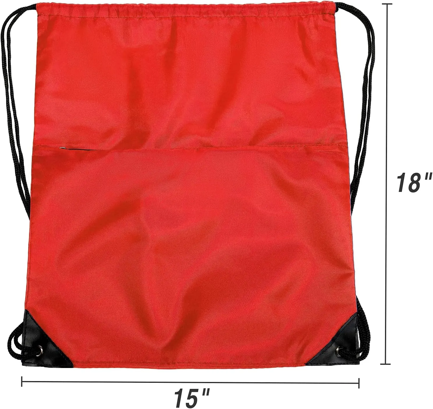 BuyAgain Drawstring Backpack Sports Water Resistant String Bag Sport Gym Sackpack for Women Men Large with Zipper, Red