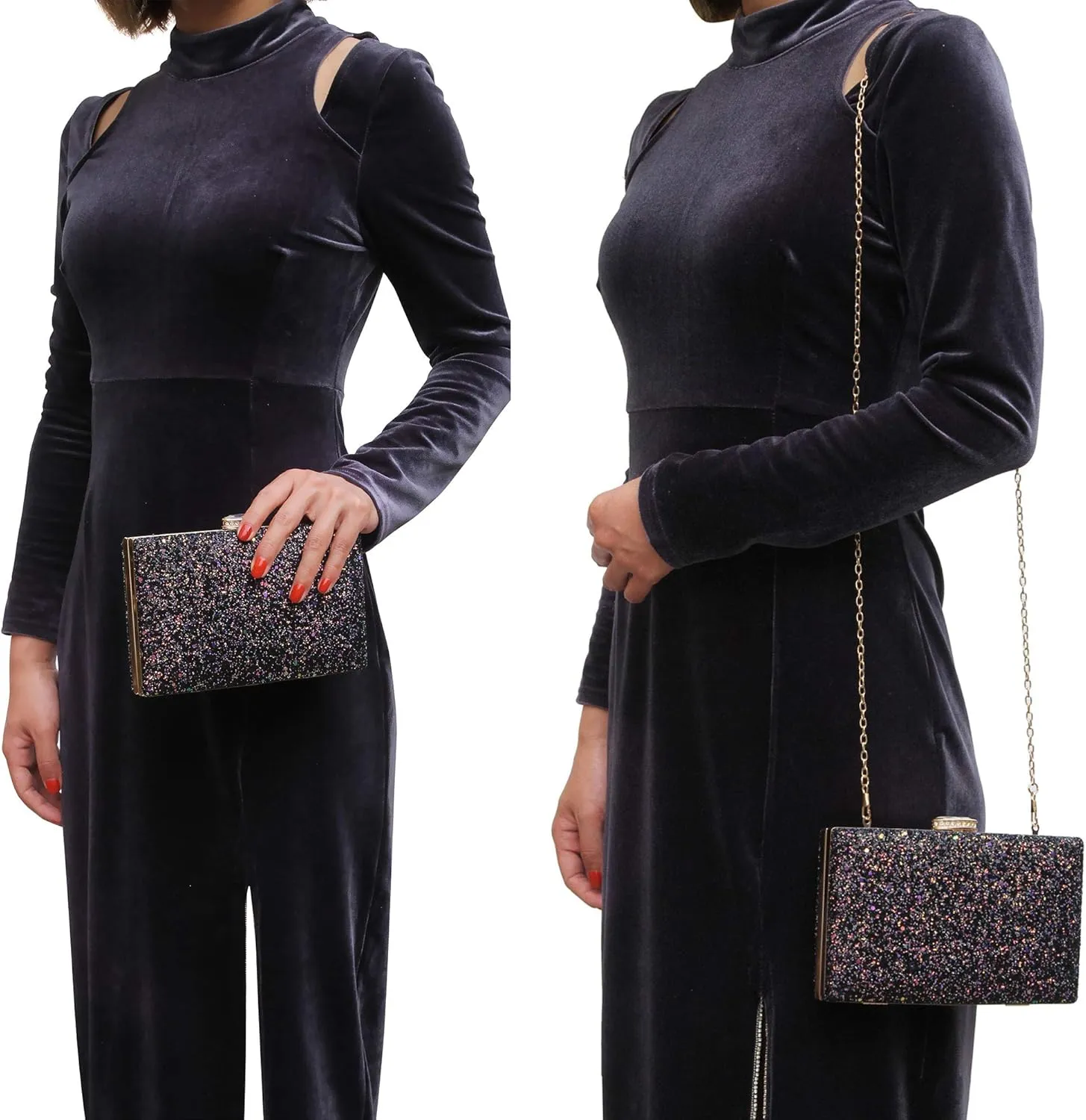 CARIEDO Women's Evening Bag Elegant Clutch Sophisticated Diamond Handbag Prom Wedding Party