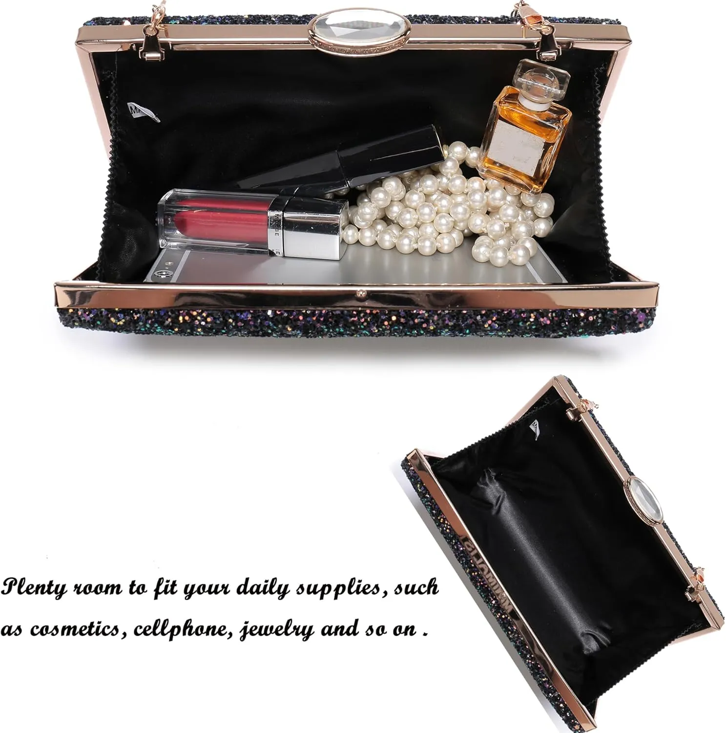CARIEDO Women's Evening Bag Elegant Clutch Sophisticated Diamond Handbag Prom Wedding Party