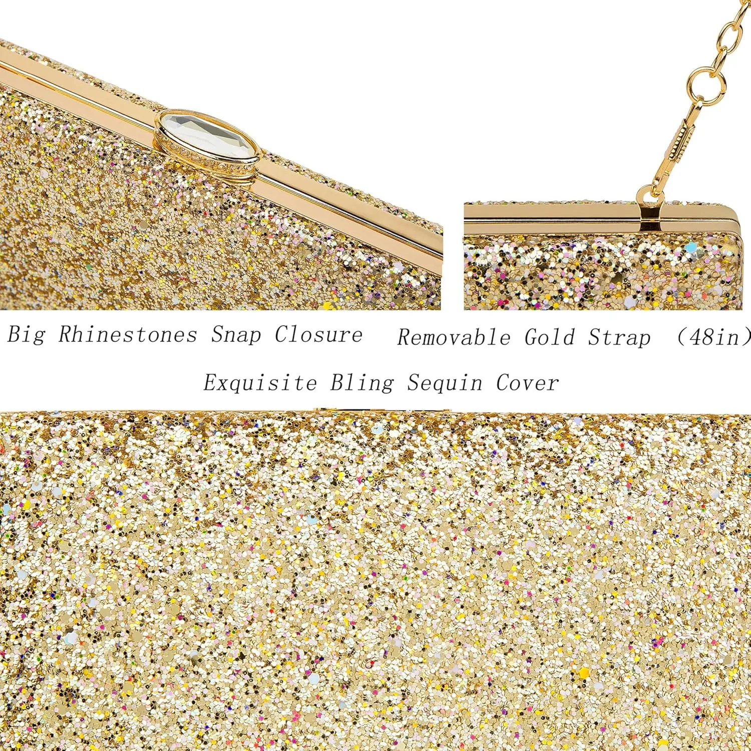 CARIEDO Women's Evening Bag Elegant Clutch Sophisticated Diamond Handbag Prom Wedding Party