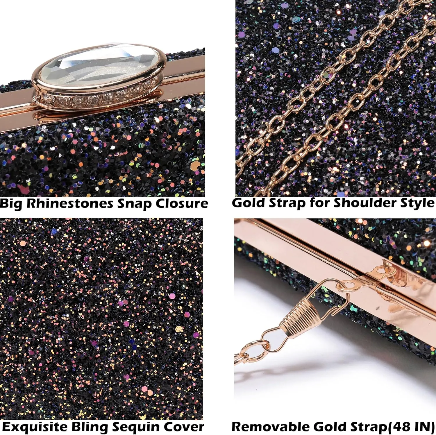 CARIEDO Women's Evening Bag Elegant Clutch Sophisticated Diamond Handbag Prom Wedding Party