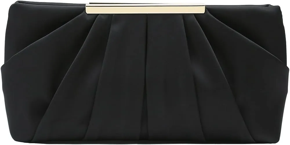 CHARMING TAILOR Clutch Evening Bag Elegant Pleated Satin Formal Handbag Simple Classy Purse for Women