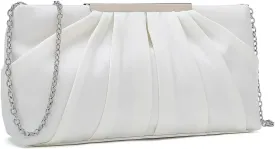 CHARMING TAILOR Clutch Evening Bag Elegant Pleated Satin Formal Handbag Simple Classy Purse for Women