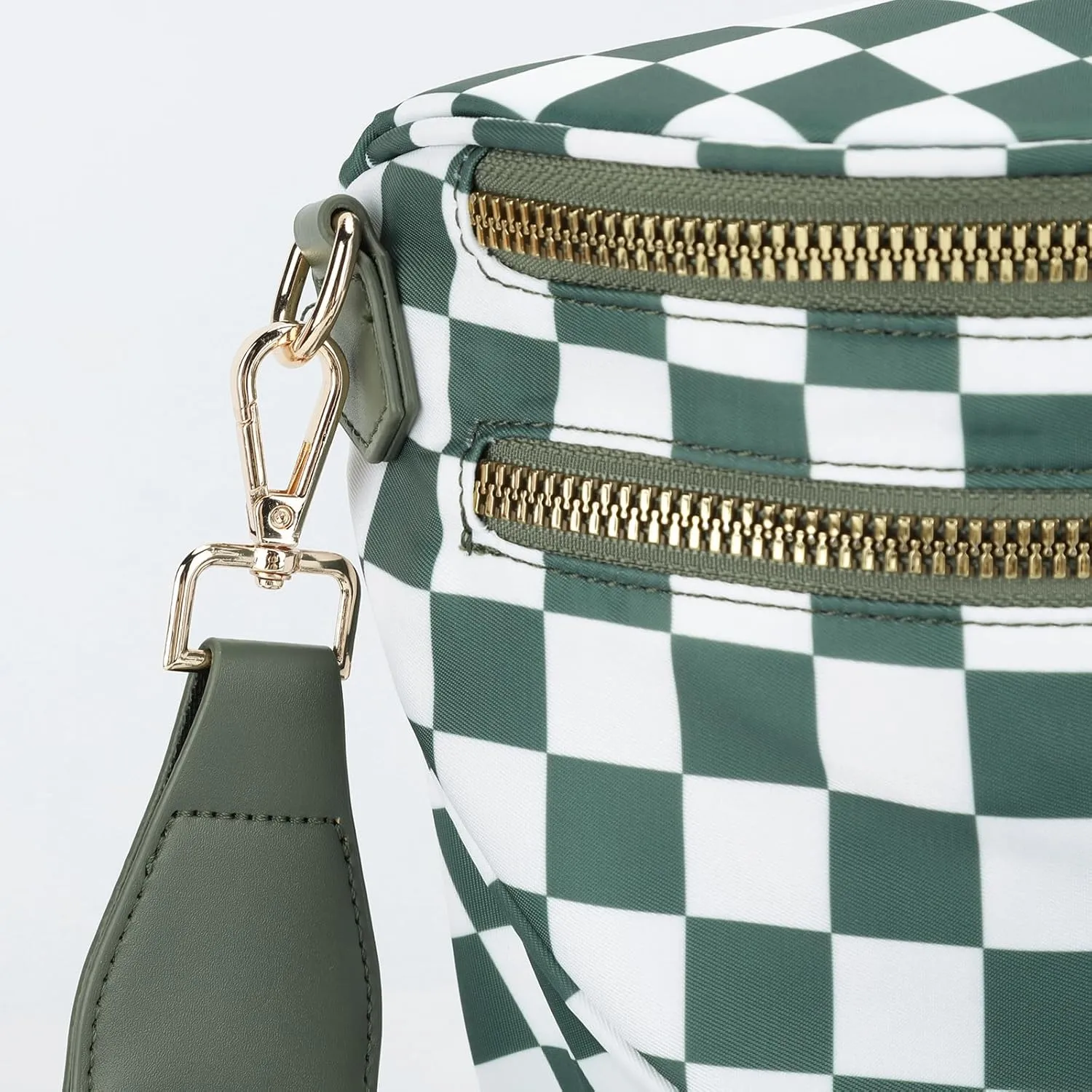 Checkered Crossbody Bag Spacious Nylon Crossbody Bag for Women Black and White Checkered Purse Bum Bags Belt Bags