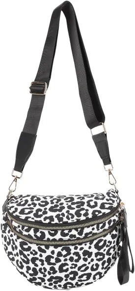 Checkered Crossbody Bag Spacious Nylon Crossbody Bag for Women Black and White Checkered Purse Bum Bags Belt Bags