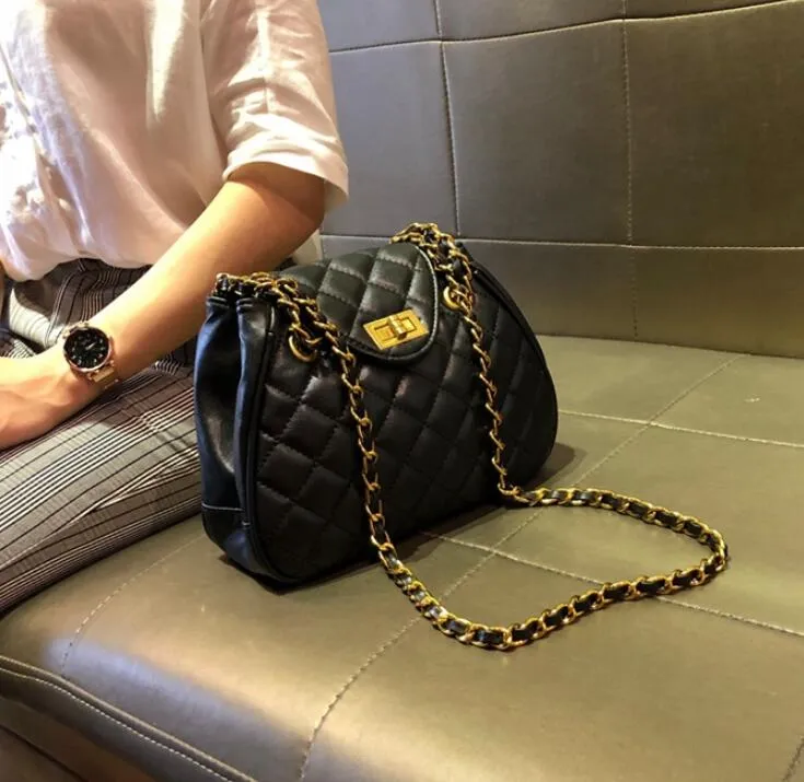 Christmas Gift Luxury Brand Handbag 2020 New Quality PU Leather Women's Designer Handbag Classic Lattice Chain Large Shoulder Messenger bags