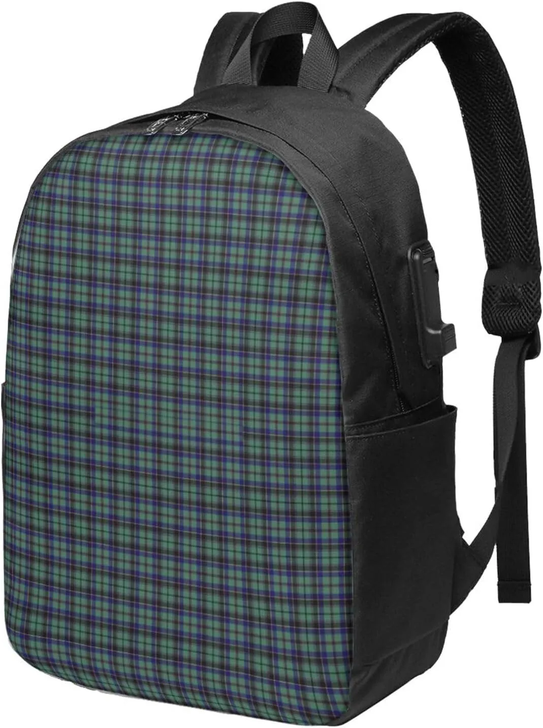 Clan Stevenson Tartan Usb Travel Laptop Backpack  Durable Polyester Backbag With Charging Port & Headphone Jack