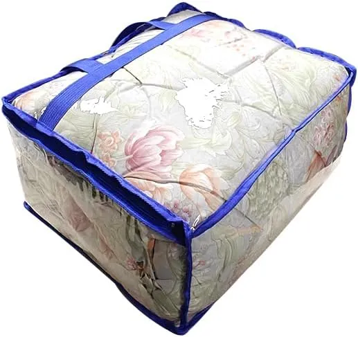 Clear PVC Storage Bag, 18" x 9" x 14", with Handles, for Blankets, Sheets, Pillows (1 pc, Indigo)