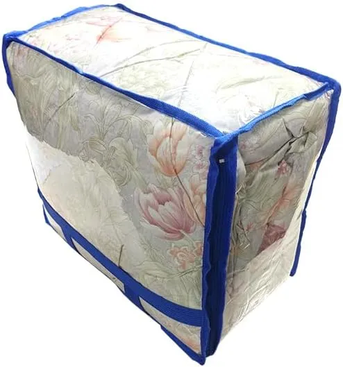 Clear PVC Storage Bag, 18" x 9" x 14", with Handles, for Blankets, Sheets, Pillows (1 pc, Indigo)