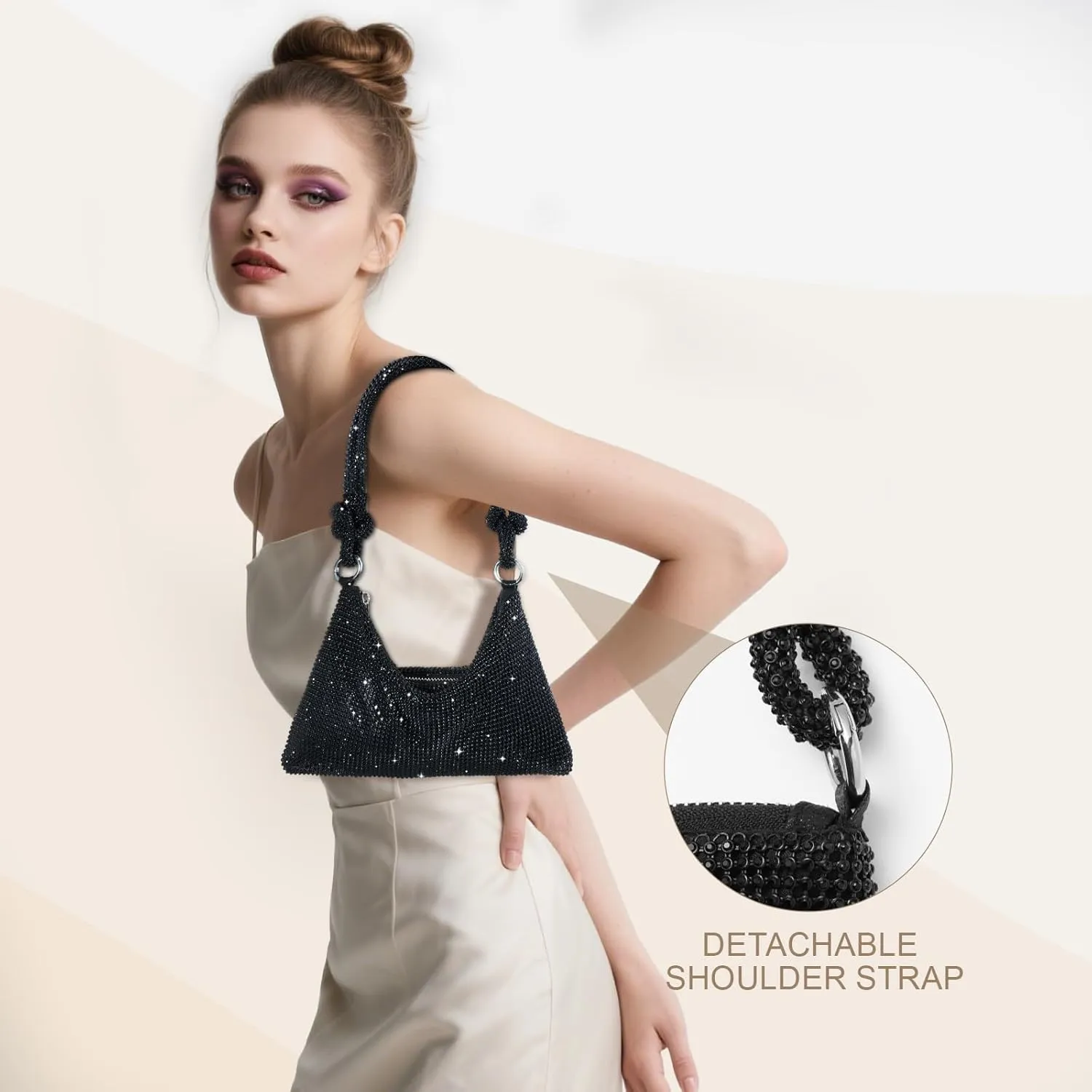 Clutch Purse for Women,Sparkly Rhinestone Evening Bag Wedding & Party Accessories,Handbag Fits Phone,Wallet & Lipstick
