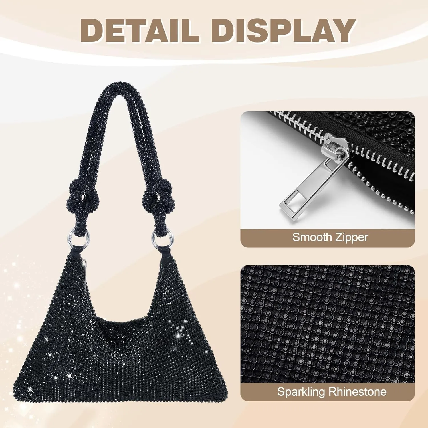 Clutch Purse for Women,Sparkly Rhinestone Evening Bag Wedding & Party Accessories,Handbag Fits Phone,Wallet & Lipstick