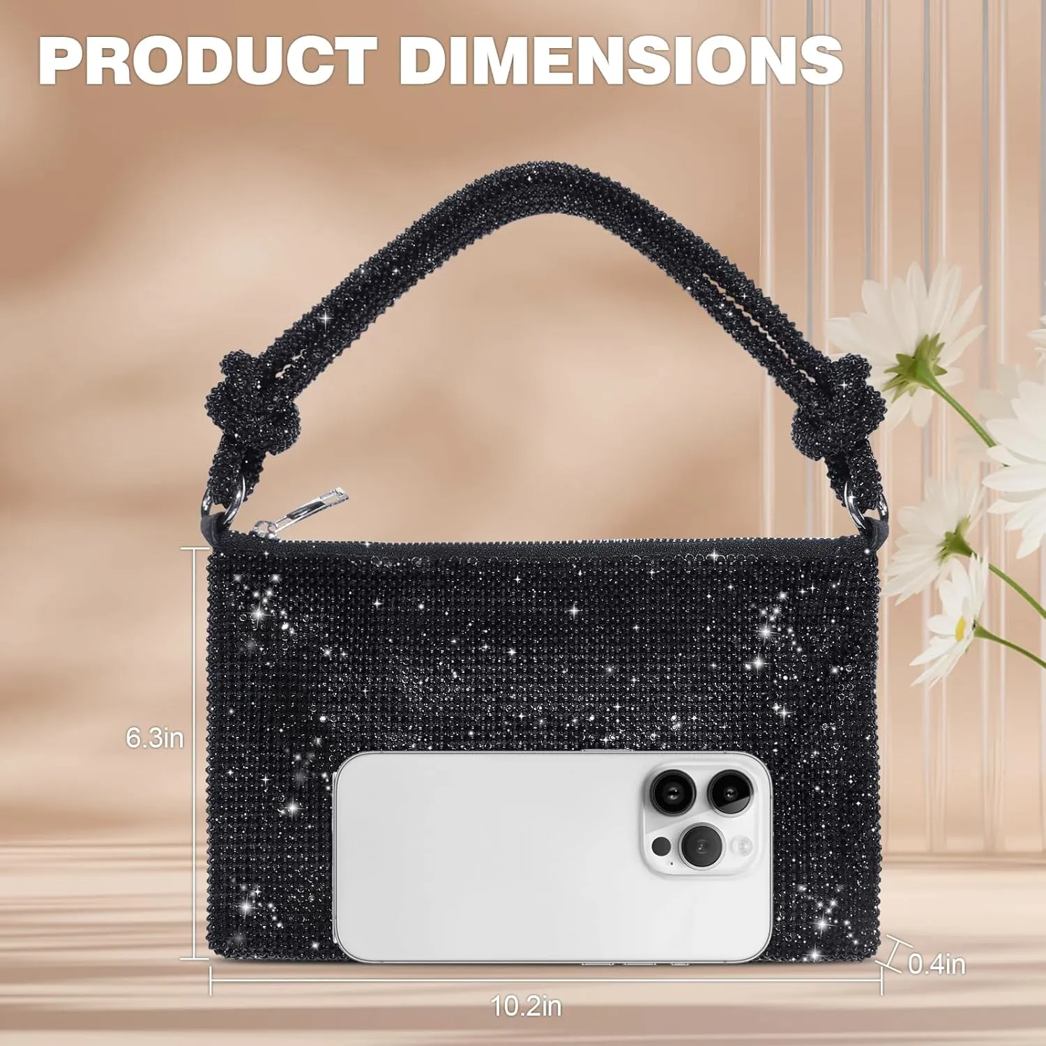 Clutch Purse for Women,Sparkly Rhinestone Evening Bag Wedding & Party Accessories,Handbag Fits Phone,Wallet & Lipstick