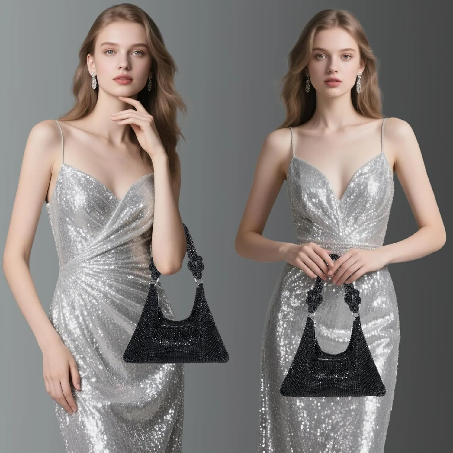 Clutch Purse for Women,Sparkly Rhinestone Evening Bag Wedding & Party Accessories,Handbag Fits Phone,Wallet & Lipstick
