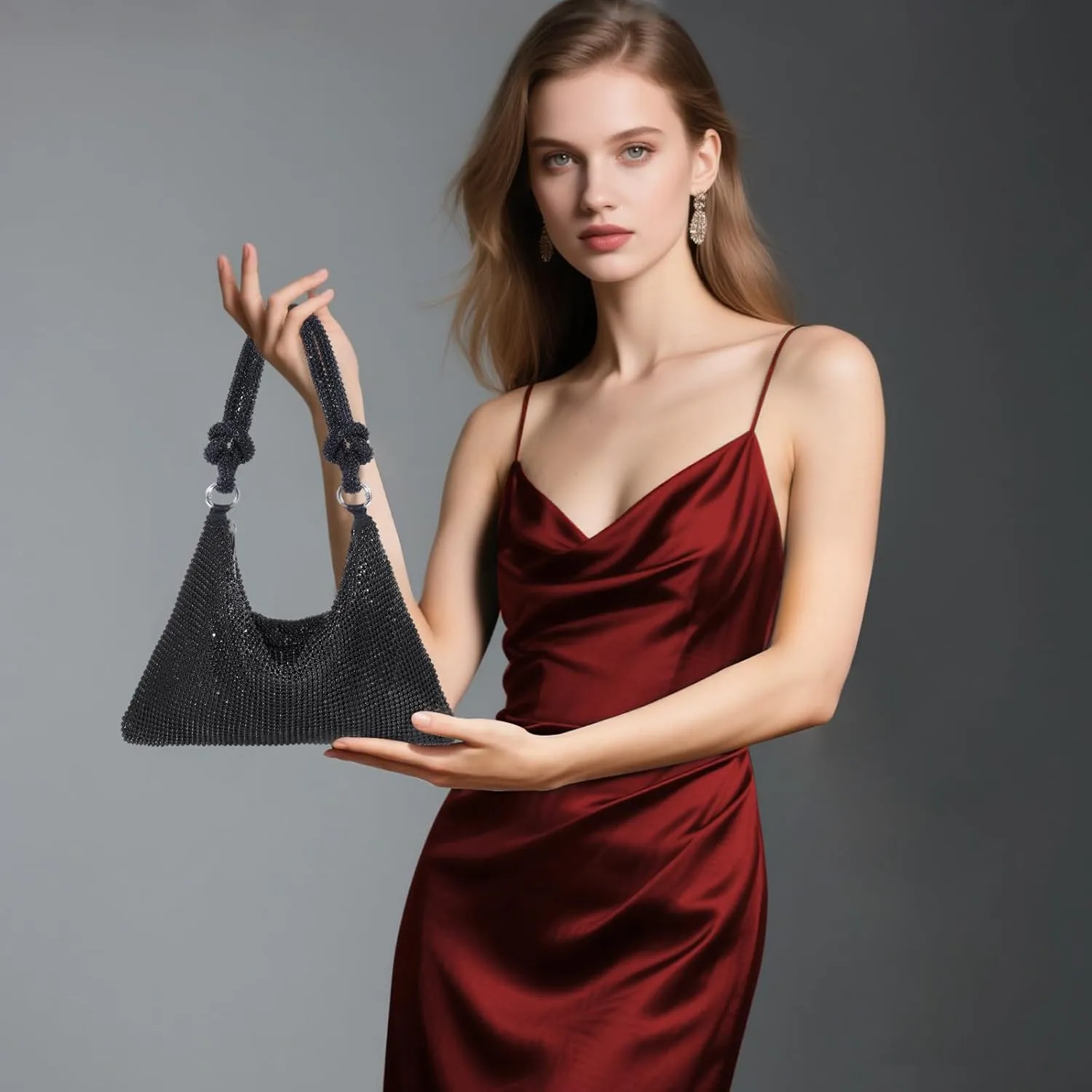 Clutch Purse for Women,Sparkly Rhinestone Evening Bag Wedding & Party Accessories,Handbag Fits Phone,Wallet & Lipstick