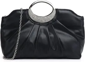 Clutch Purses for Women Elegant Pleated Evening Bag Fashion PU Leather Purse for Prom Cocktail Wedding