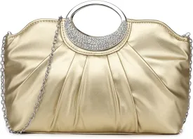 Clutch Purses for Women Elegant Pleated Evening Bag Fashion PU Leather Purse for Prom Cocktail Wedding