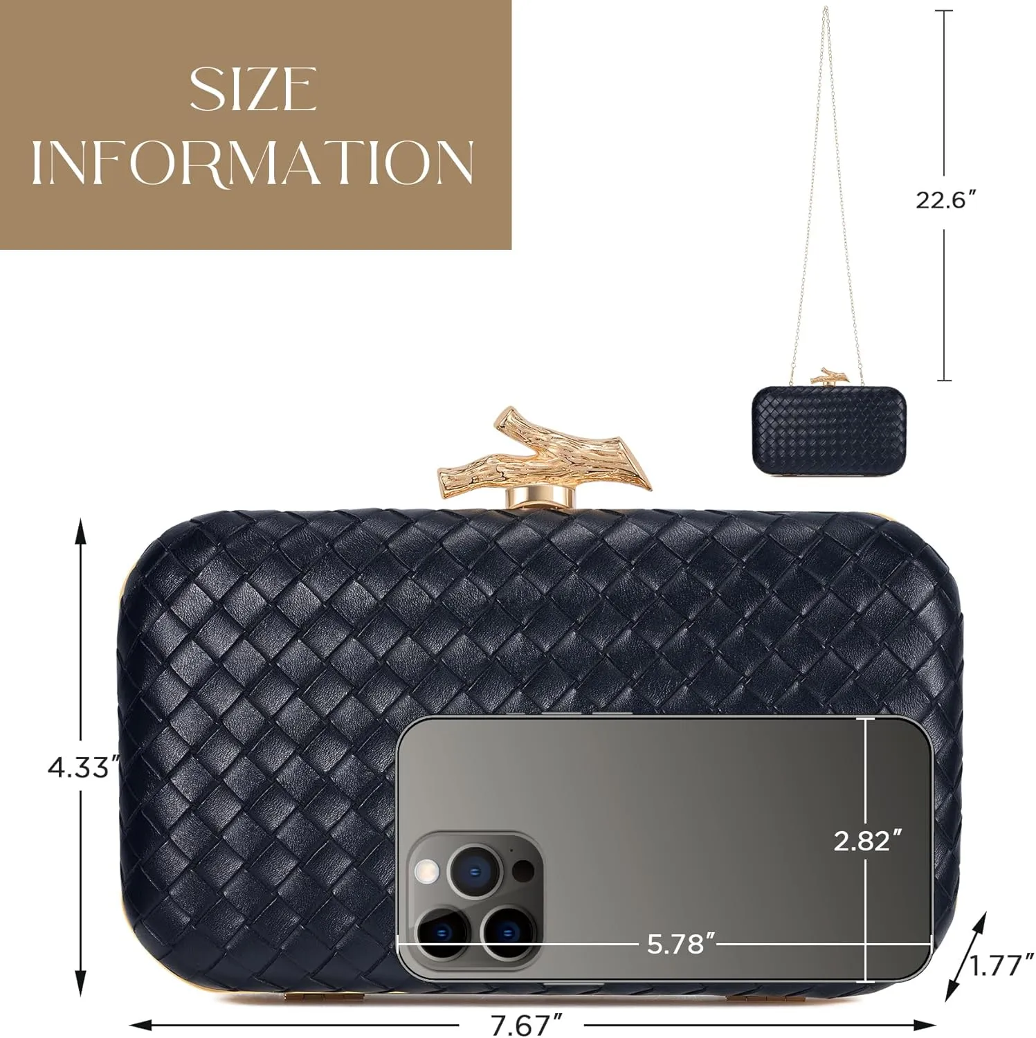 Clutch Purses for Women Evening/Wedding Chic Woven Bag Formal PU Leather Purse Designer Handbags for Women