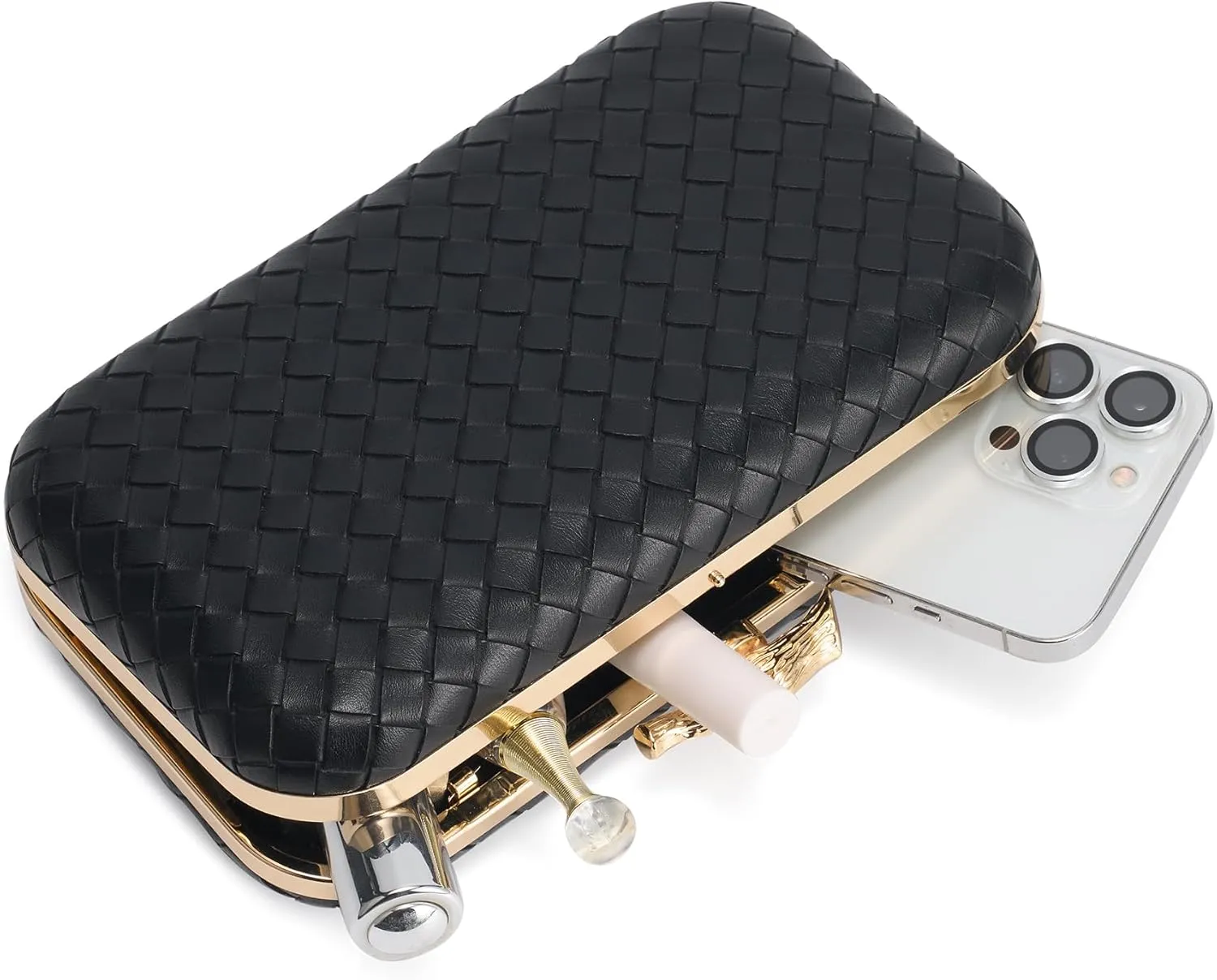 Clutch Purses for Women Evening/Wedding Chic Woven Bag Formal PU Leather Purse Designer Handbags for Women
