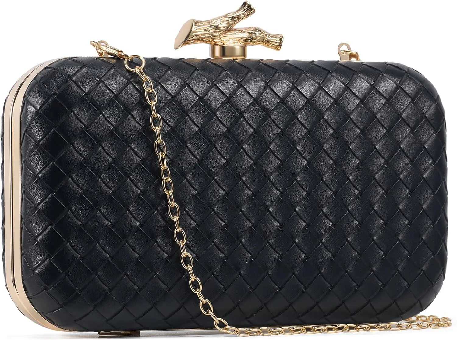 Clutch Purses for Women Evening/Wedding Chic Woven Bag Formal PU Leather Purse Designer Handbags for Women