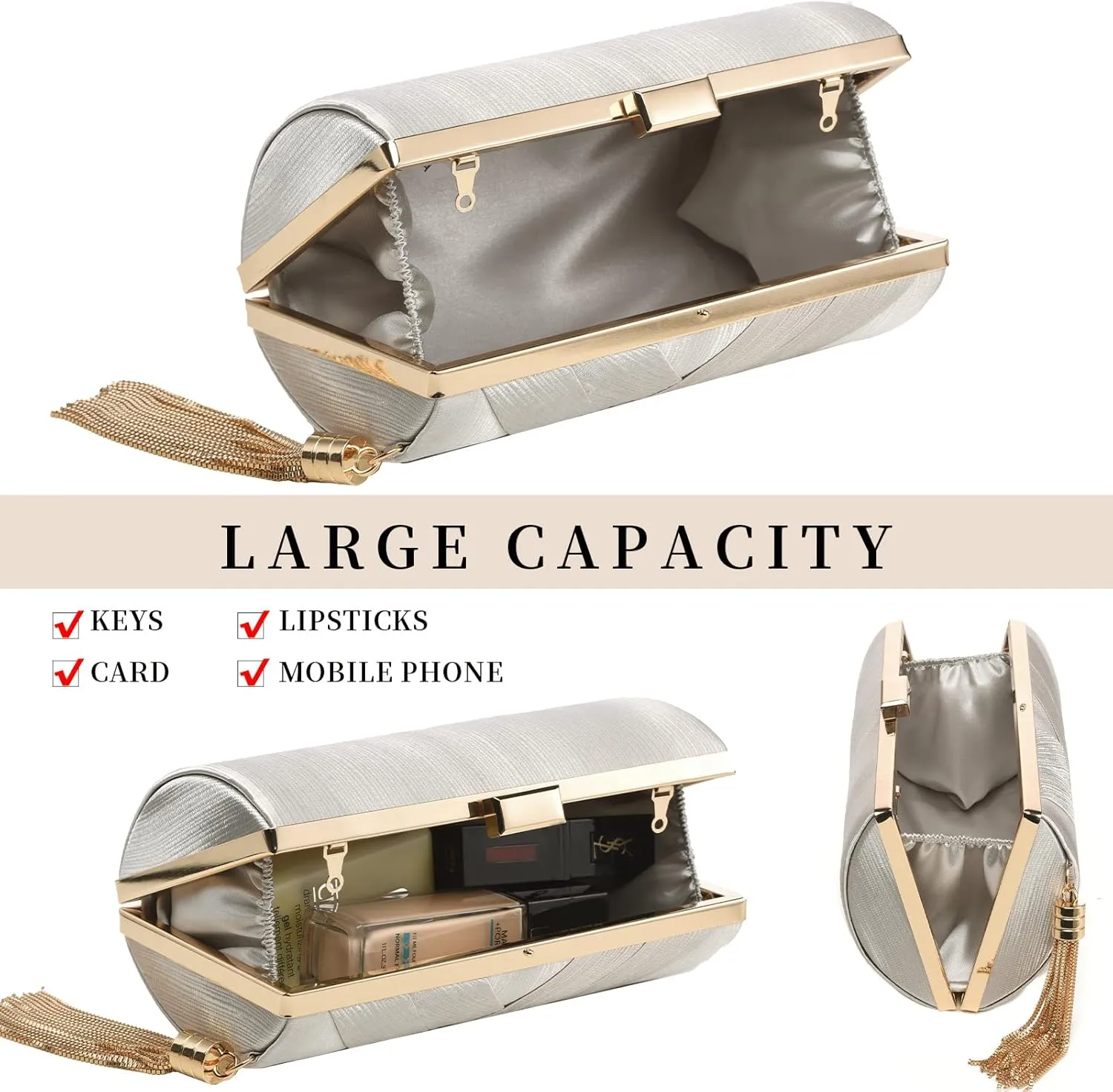 Clutch Purses For Women Tassel Evening Clutch bag Cross Body & Shoulder Bag For Wedding Night out Party