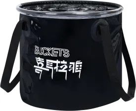 Collapsible Bucket, 22L Folding Bucket Wash Basin Bags with Handle, Khaki Transparent Portable Water Container 5.8 Gallon Camping Fishing Hiking Gardening (Black)