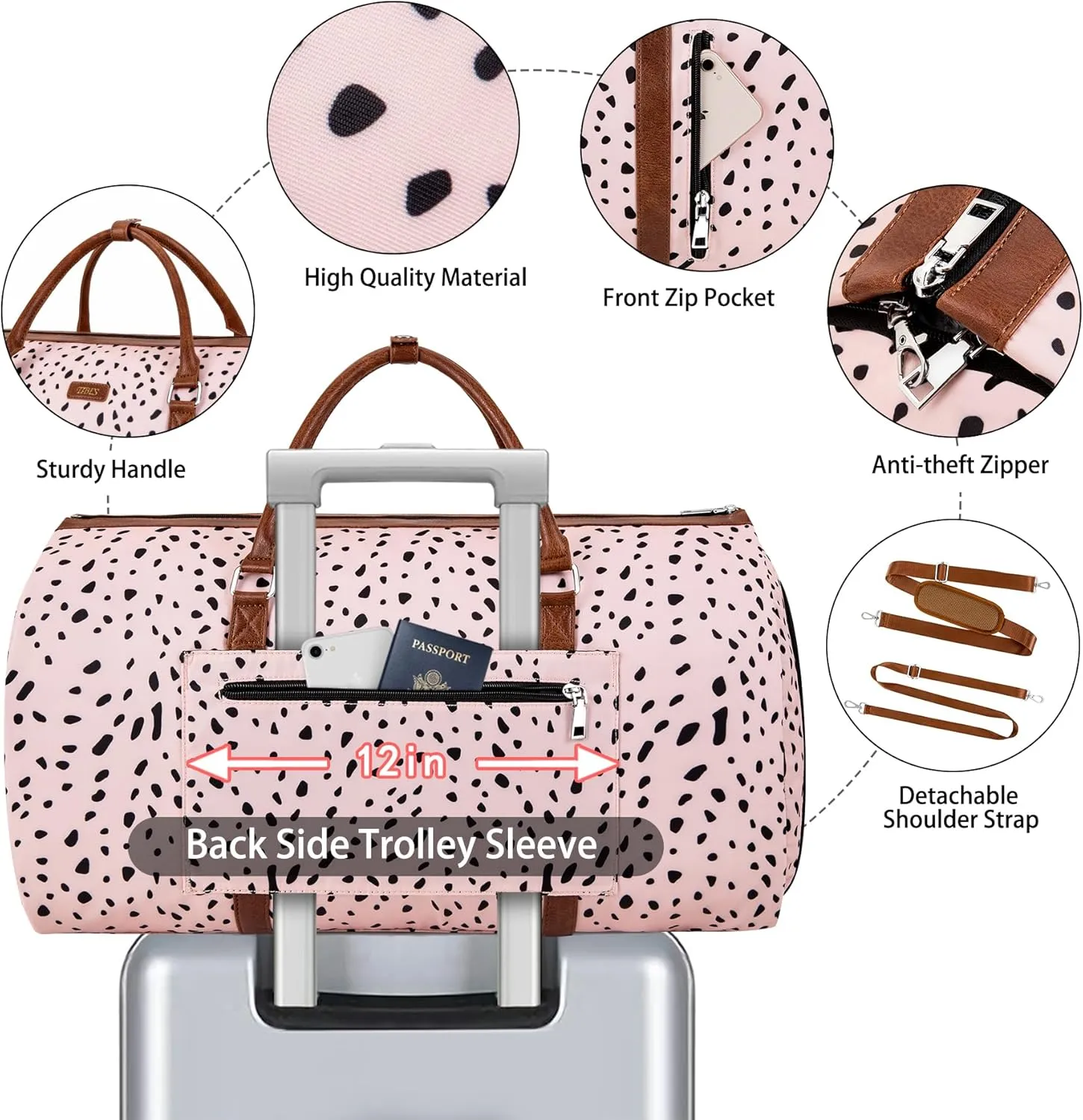 Convertible Garment Duffel Bag for Travel - Carry On Garment Bags With Toiletry Bag Large Weekender Bag for Men Women 2 in 1 Hanging Suitcase Suit Travel Duffel Overnight Bags 4pcs Set