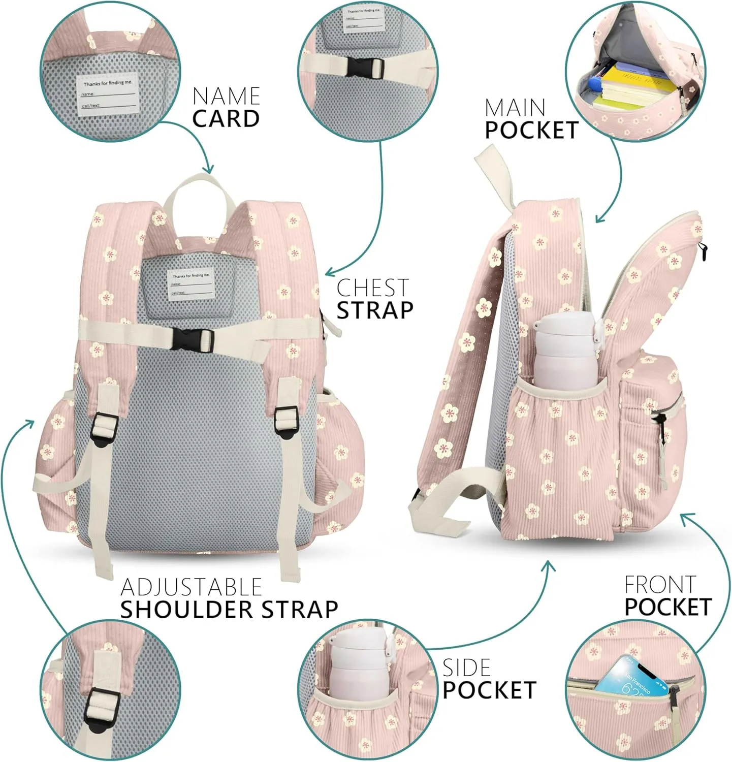Corduroy Toddler Backpack for Boys 2-5: Preschool Backpacks for Girls - 13.5" H Fit Folder