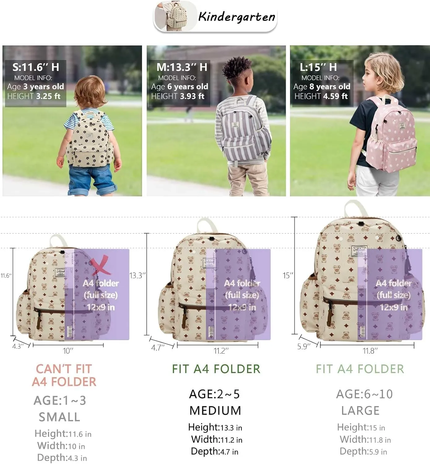 Corduroy Toddler Backpack for Boys & Girls 2-5: Cute Kids Preschool Backpack - 13.5" H Fit Folder