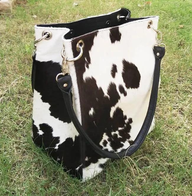 Cowhide Purse Black White