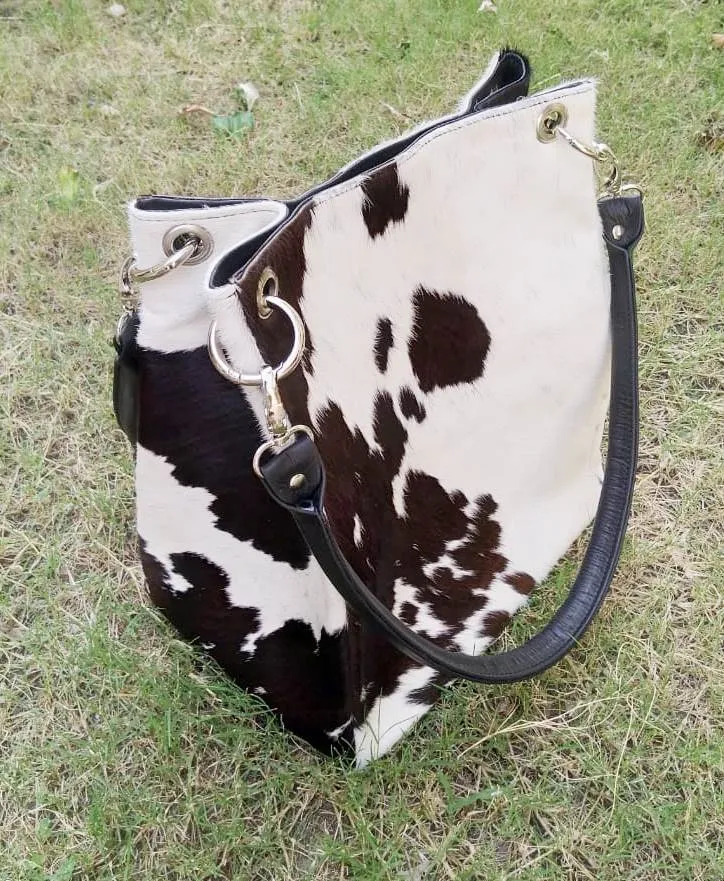 Cowhide Purse Black White