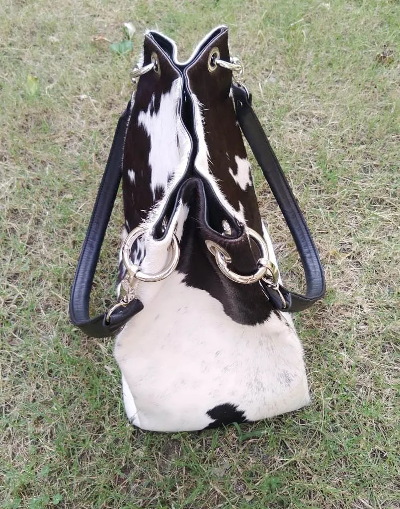Cowhide Purse Black White