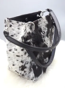 Cowhide Purse Black White
